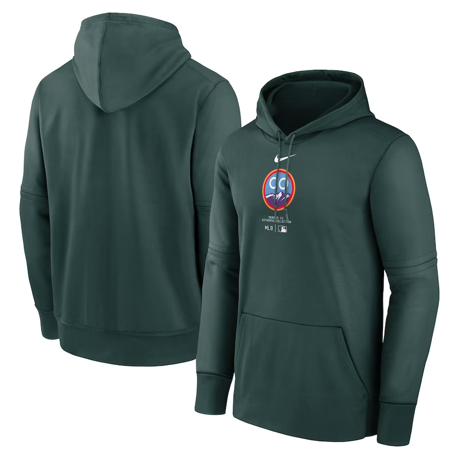 Men's Colorado Rockies Green Collection Practice Performance Pullover Hoodie